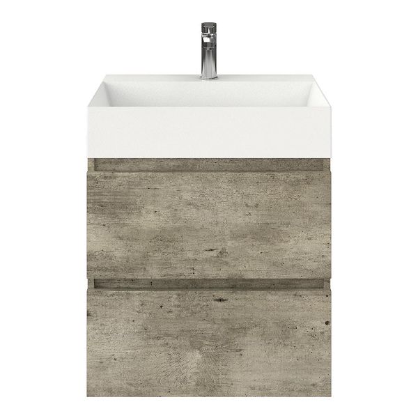 Westkapelle badmeubel 60 cm steigerhout licht grijs met keramische Marken wastafel wit mat, 1 kraangat