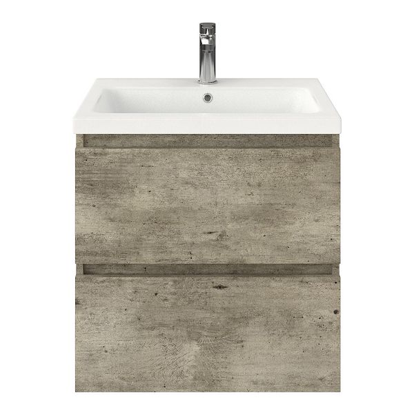 Westkapelle badmeubel 60 cm steigerhout licht grijs met keramische Dishoek wastafel wit mat, 1 kraangat