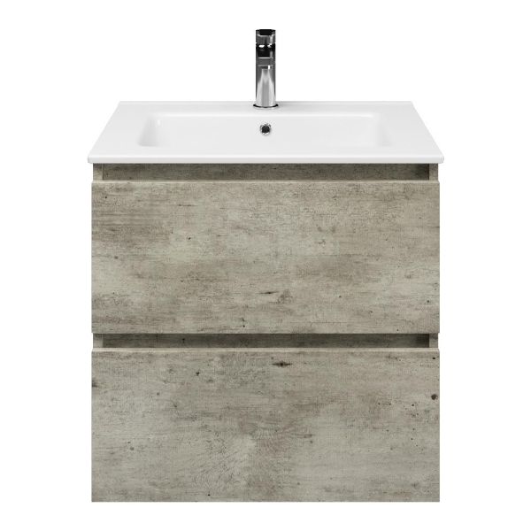 Westkapelle badmeubel 60 cm steigerhout licht grijs met keramische Callantsoog wastafel wit glans, 1 kraangat