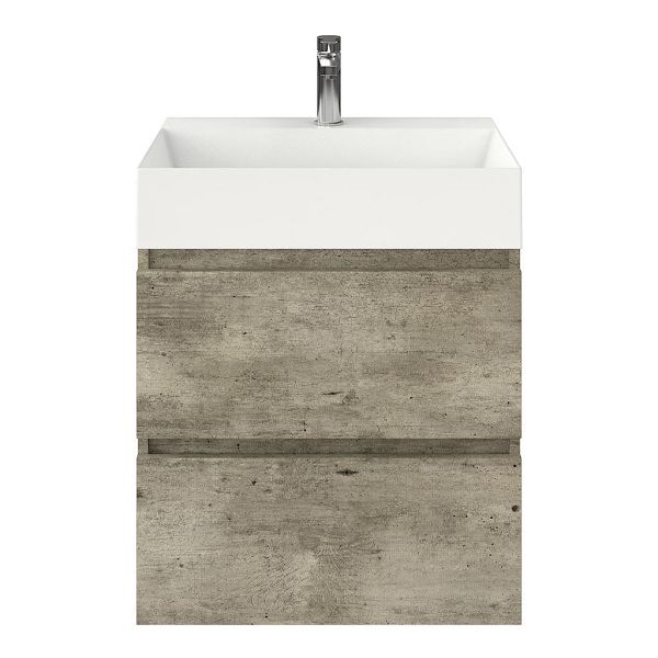 Westkapelle badmeubel 60 cm steigerhout licht grijs met keramische Marken wastafel wit glans, 1 kraangat