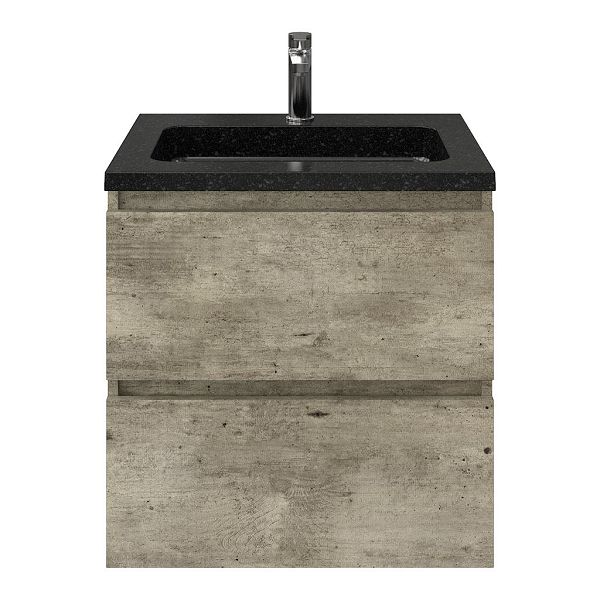 Westkapelle badmeubel 60 cm steigerhout licht grijs met natuurstenen Square wastafel shanxi black