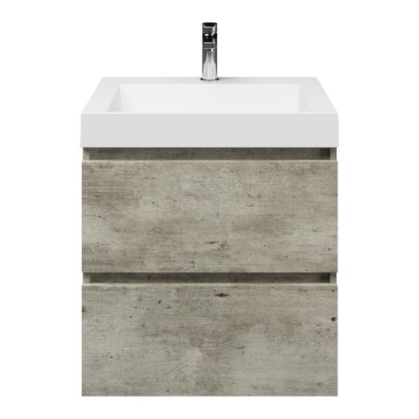 Westkapelle badmeubel 60 cm steigerhout licht grijs met polystone Haamstede wastafel wit glans, 1 kraangat