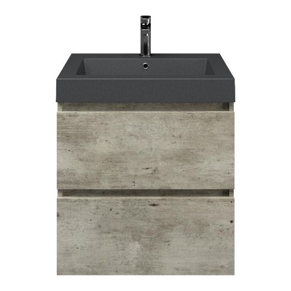 Westkapelle badmeubel 60 cm steigerhout licht grijs met quartz Cadzand-Q wastafel grijs mat, 1 kraangat