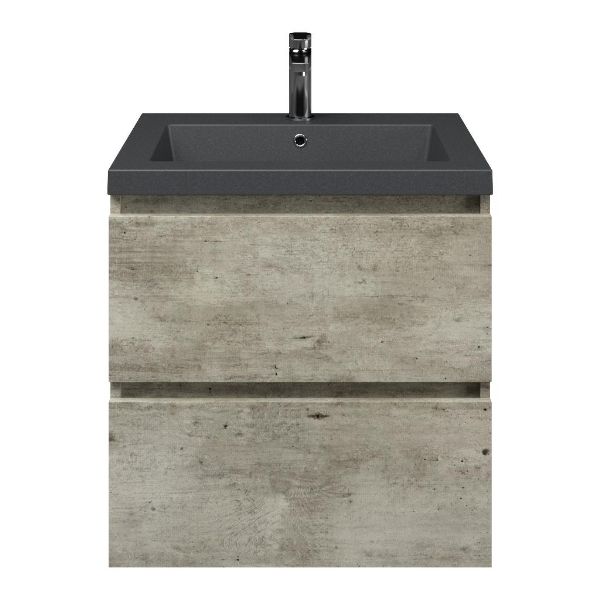 Westkapelle badmeubel 60 cm steigerhout licht grijs met quartz Cadzand-Q wastafel grijs mat, 1 kraangat