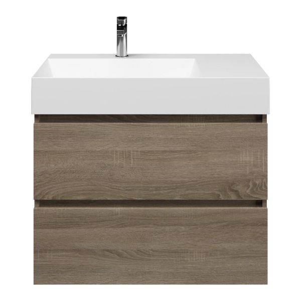 Westkapelle badmeubel 80 cm eiken donker met keramische Marken wastafel links wit mat, 1 kraangat