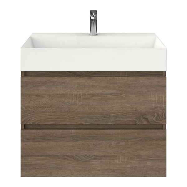 Westkapelle badmeubel 80 cm eiken donker met keramische Marken wastafel wit glans, 1 kraangat