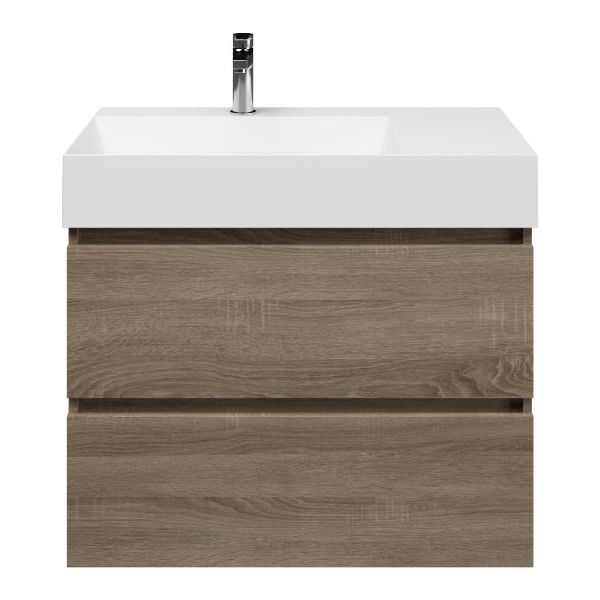Westkapelle badmeubel 80 cm eiken donker met keramische Marken wastafel links wit glans, 1 kraangat