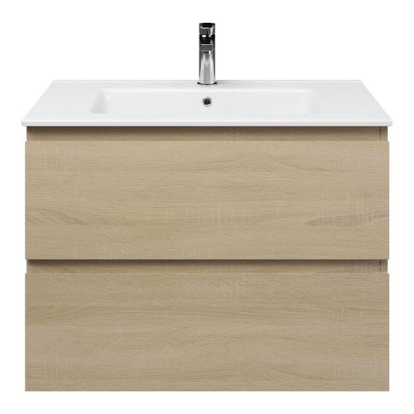 Westkapelle badmeubel 80 cm eiken licht met keramische Callantsoog wastafel wit glans, 1 kraangat