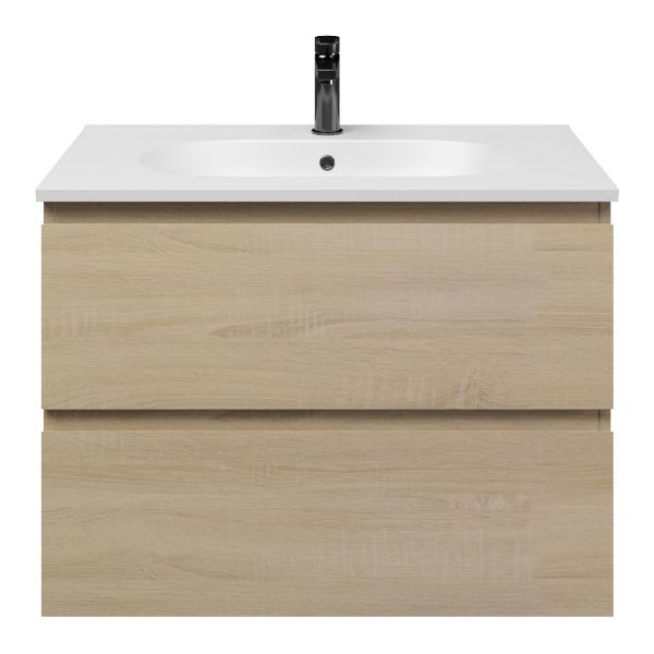 Westkapelle badmeubel 80 cm eiken licht met keramische Ellemeet wastafel wit mat keramiek