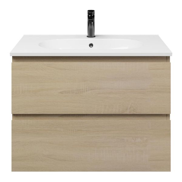 Westkapelle badmeubel 80 cm eiken licht met keramische Ellemeet wastafel wit glans