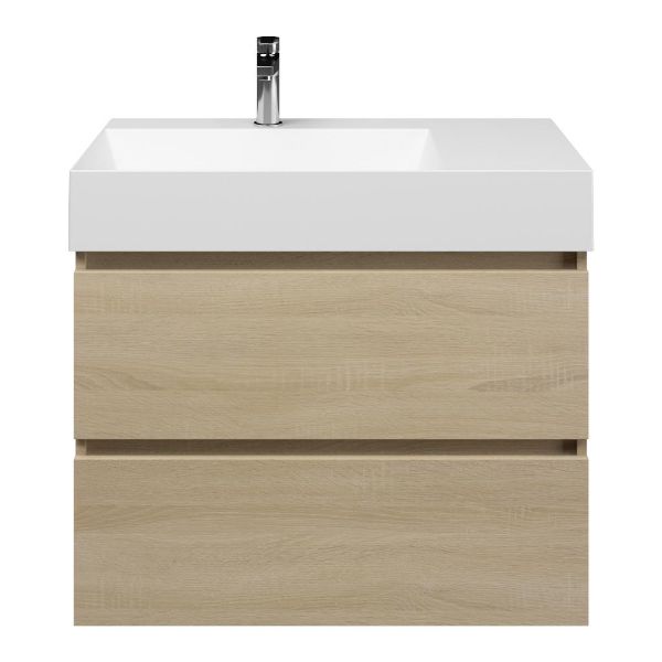 Westkapelle badmeubel 80 cm eiken licht met keramische Marken wastafel links wit mat, 1 kraangat