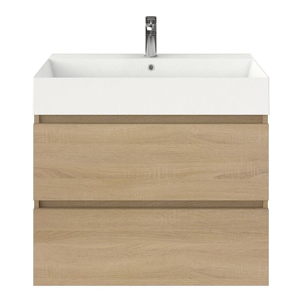 Westkapelle badmeubel 80 cm eiken licht met keramische Marken wastafel wit mat, 1 kraangat