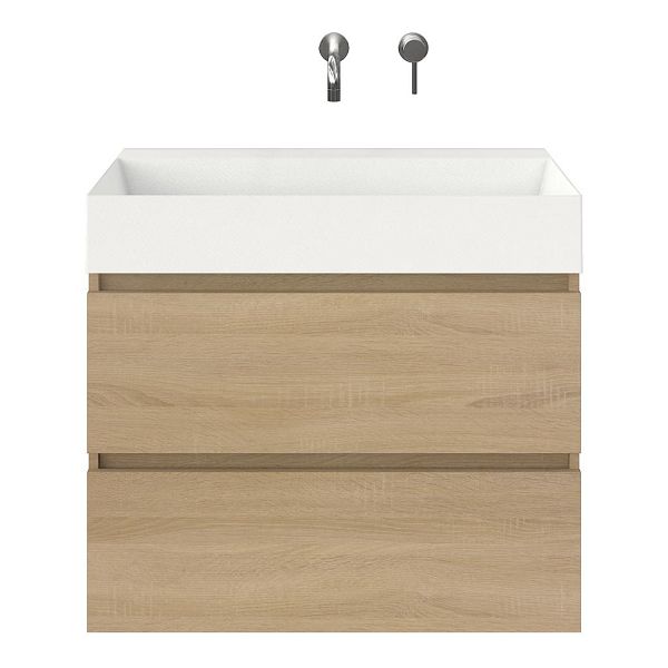 Westkapelle badmeubel 80 cm eiken licht met keramische Marken wastafel wit mat, zonder kraangat