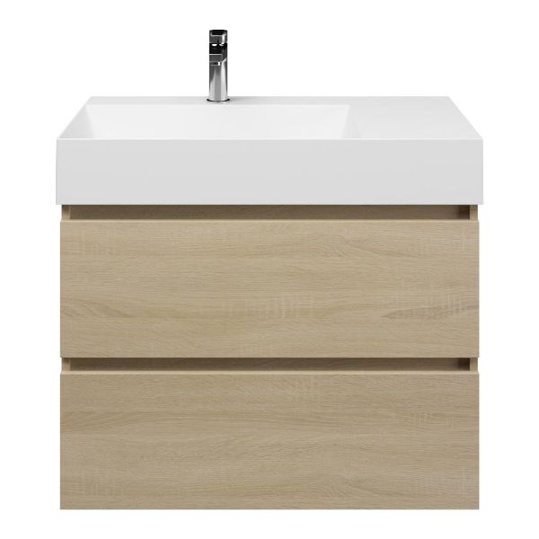 Westkapelle badmeubel 80 cm eiken licht met keramische Marken wastafel links wit glans, 1 kraangat
