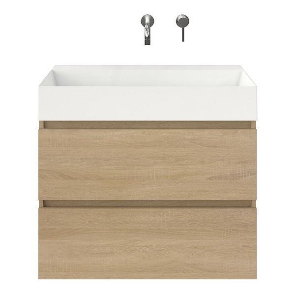 Westkapelle badmeubel 80 cm eiken licht met keramische Marken wastafel wit glans, zonder kraangat