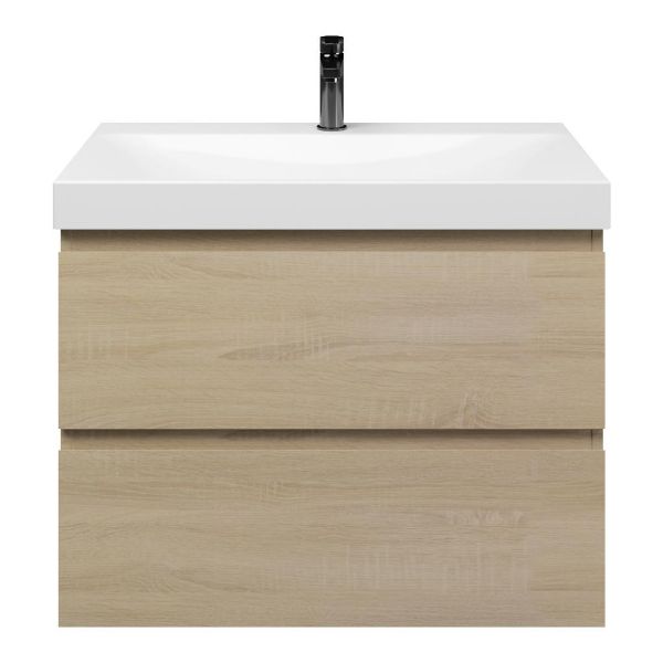 Westkapelle badmeubel 80 cm eiken licht met keramische Rockanje wastafel wit glans, 1 kraangat