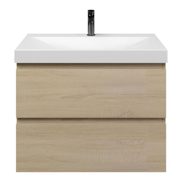 Westkapelle badmeubel 80 cm eiken licht met keramische Rockanje wastafel wit mat, 1 kraangat