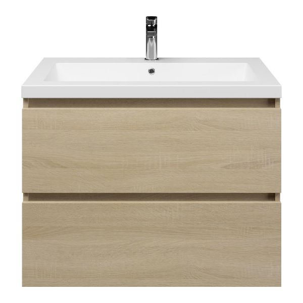Westkapelle badmeubel 80 cm eiken licht met polystone Cadzand wastafel wit mat