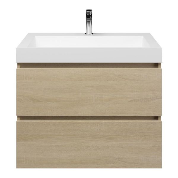 Westkapelle badmeubel 80 cm eiken licht met polystone Haamstede wastafel wit mat, 1 kraangat