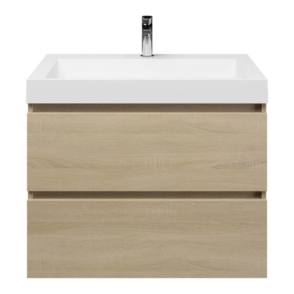 Westkapelle badmeubel 80 cm eiken licht met polystone Haamstede wastafel wit glans, 1 kraangat