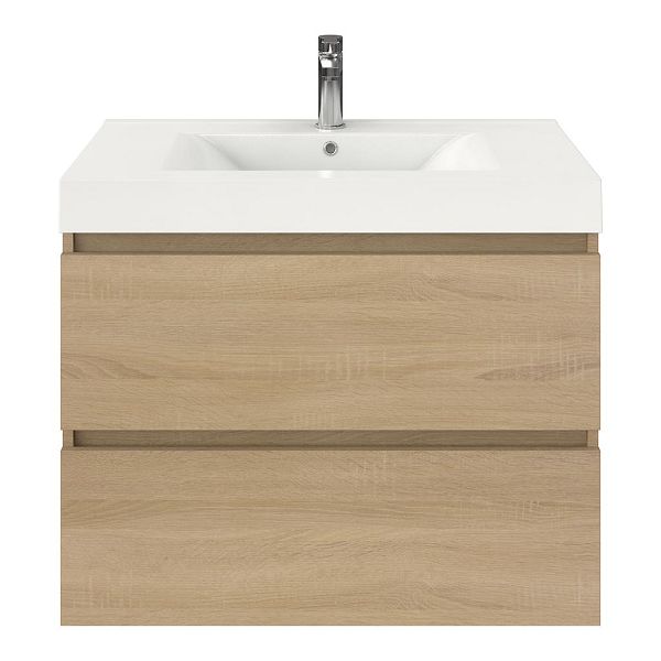 Westkapelle badmeubel 80 cm eiken licht met polystone Wave wastafel wit glans