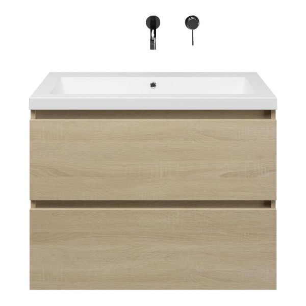 Westkapelle badmeubel 80 cm eiken licht met quartz Cadzand-Q wastafel wit mat