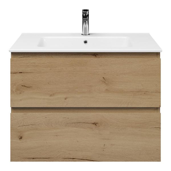 Westkapelle badmeubel 80 cm eiken natuur met keramische Callantsoog wastafel wit glans, 1 kraangat