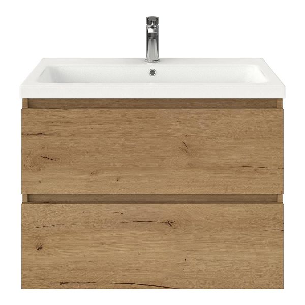 Westkapelle badmeubel 80 cm eiken natuur met keramische Dishoek wastafel wit mat, 1 kraangat