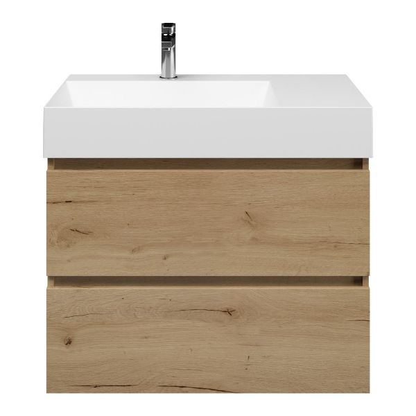 Westkapelle badmeubel 80 cm eiken natuur met keramische Marken wastafel links wit mat, 1 kraangat