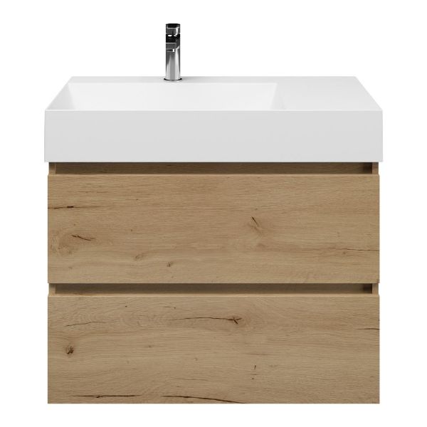 Westkapelle badmeubel 80 cm eiken natuur met keramische Marken wastafel links wit glans, 1 kraangat