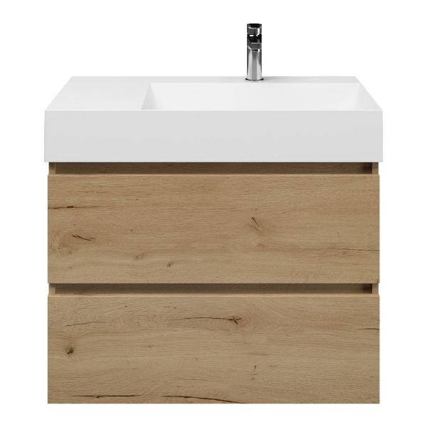 Westkapelle badmeubel 80 cm eiken natuur met keramische Marken wastafel rechts wit glans, 1 kraangat