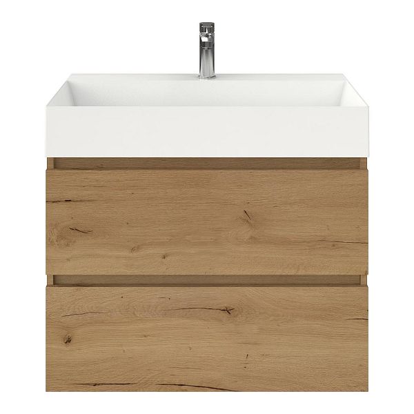 Westkapelle badmeubel 80 cm eiken natuur met keramische Marken wastafel wit glans, 1 kraangat
