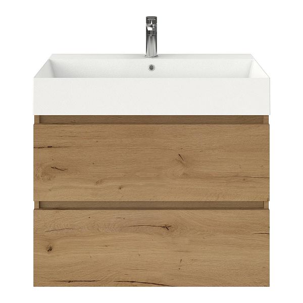 Westkapelle badmeubel 80 cm eiken natuur met keramische Marken wastafel wit mat, 1 kraangat