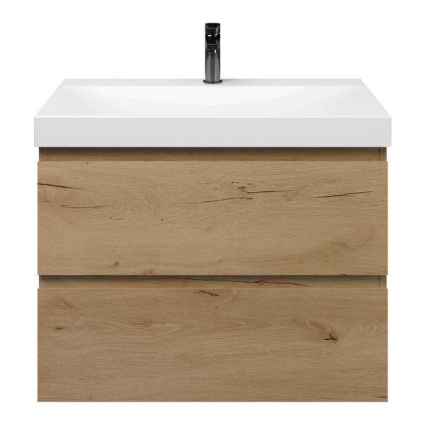 Westkapelle badmeubel 80 cm eiken natuur met keramische Rockanje wastafel wit glans, 1 kraangat