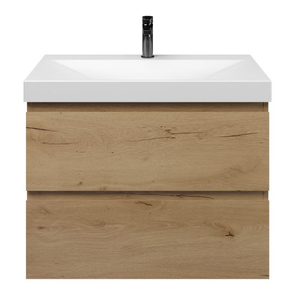 Westkapelle badmeubel 80 cm eiken natuur met keramische Rockanje wastafel wit mat, 1 kraangat