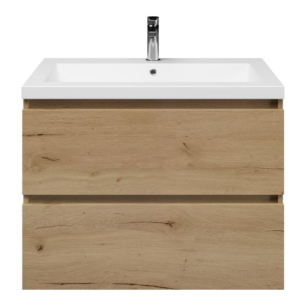 Westkapelle badmeubel 80 cm eiken natuur met polystone Cadzand wastafel wit mat