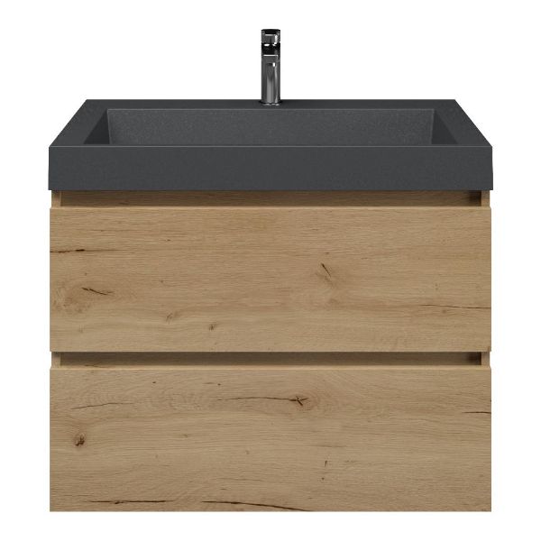 Westkapelle badmeubel 80 cm eiken natuur met quartz Haamstede-q wastafel grijs mat, 1 kraangat