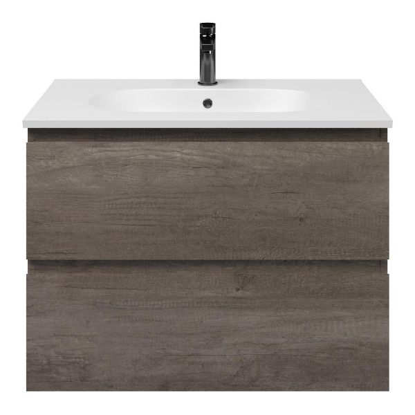 Westkapelle badmeubel 80 cm olm donker grijs met keramische Ellemeet wastafel wit mat keramiek