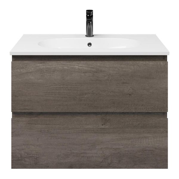 Westkapelle badmeubel 80 cm olm donker grijs met keramische Ellemeet wastafel wit glans