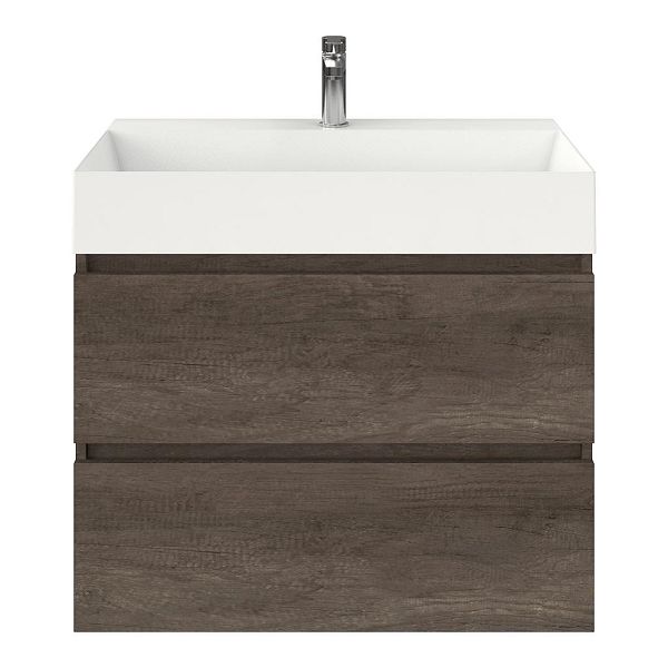 Westkapelle badmeubel 80 cm olm donker grijs met keramische Marken wastafel wit glans, 1 kraangat