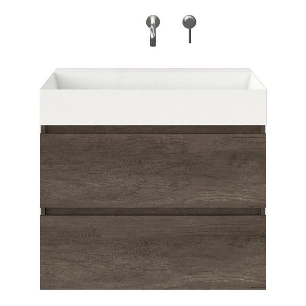 Westkapelle badmeubel 80 cm olm donker grijs met keramische Marken wastafel wit mat, zonder kraangat