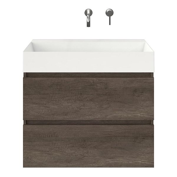Westkapelle badmeubel 80 cm olm donker grijs met keramische Marken wastafel wit glans, zonder kraangat