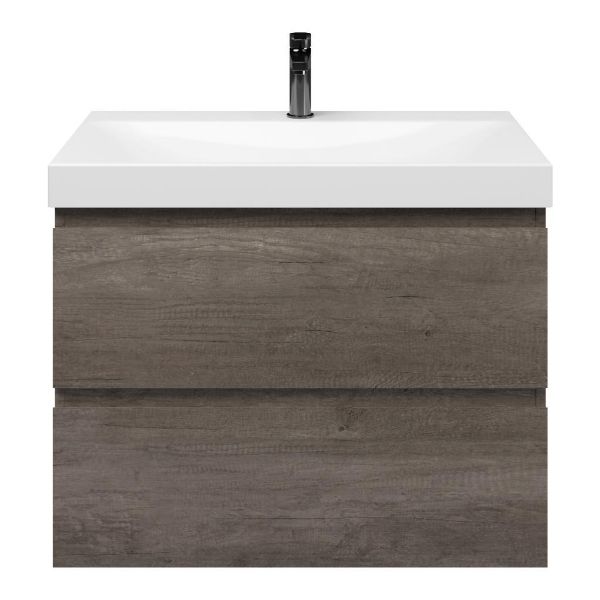 Westkapelle badmeubel 80 cm olm donker grijs met keramische Rockanje wastafel wit glans, 1 kraangat