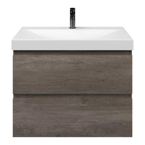 Westkapelle badmeubel 80 cm olm donker grijs met keramische Rockanje wastafel wit mat, 1 kraangat