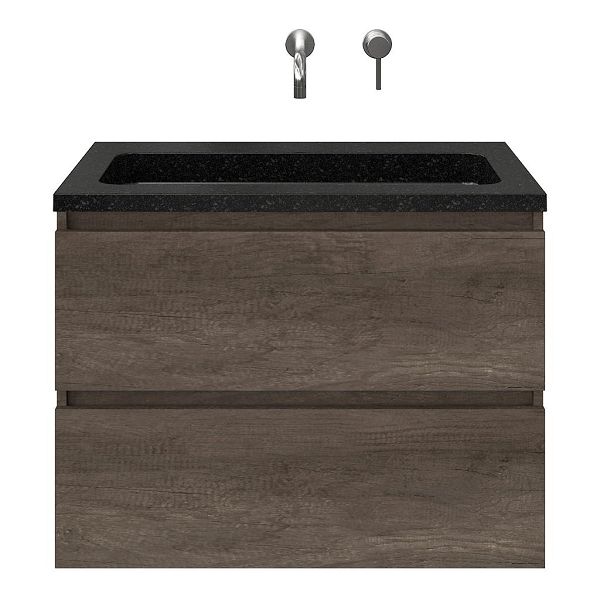 Westkapelle badmeubel 80 cm olm donker grijs met natuurstenen Square wastafel shanxi black