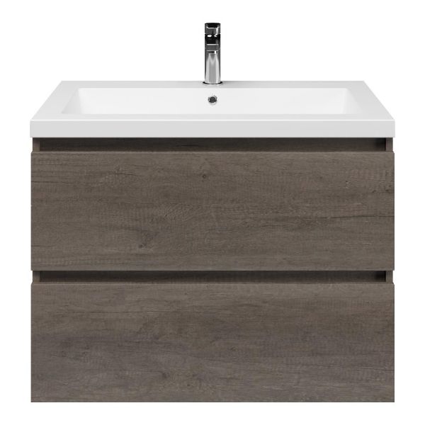 Westkapelle badmeubel 80 cm olm donker grijs met polystone Cadzand wastafel wit mat