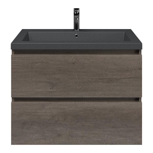 Westkapelle badmeubel 80 cm olm donker grijs met polystone Cadzand wastafel grijs mat