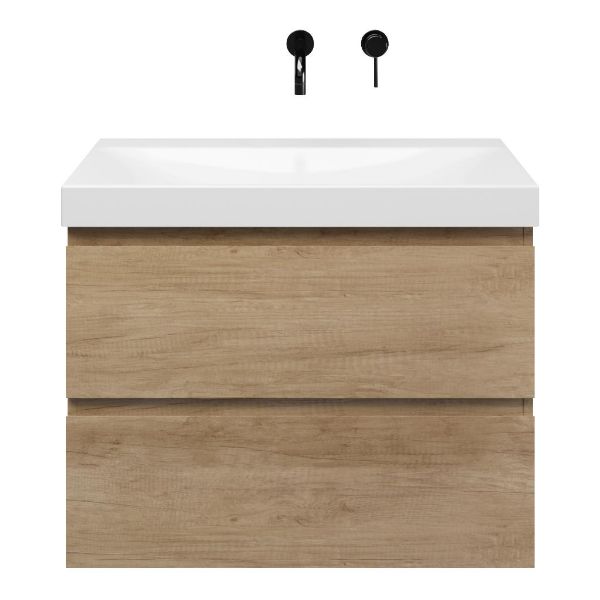 Westkapelle badmeubel 80 cm olm met keramische Rockanje wastafel wit glans