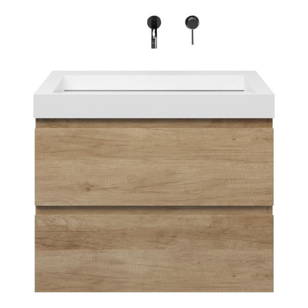 Westkapelle badmeubel 80 cm olm met solid surface Solid wastafel wit glans