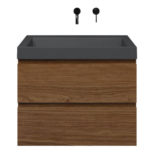 Westkapelle badmeubel 80 cm warm noten met quartz Haamstede-q wastafel grijs mat